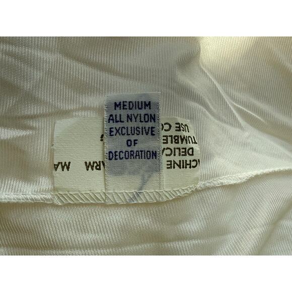 1960s Ro-Vel of California Babydoll Semi Sheer Pajama Top Size Med Ruffle Cream - Picture 6 of 8